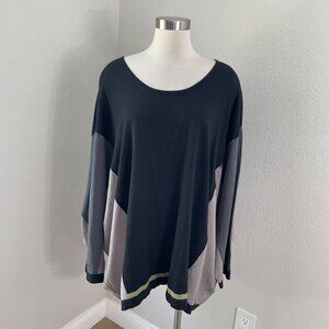 Ulla Popken Womens Plus 24/26 Oversized Colorblock Knit Top Long Dolman Sleeve
